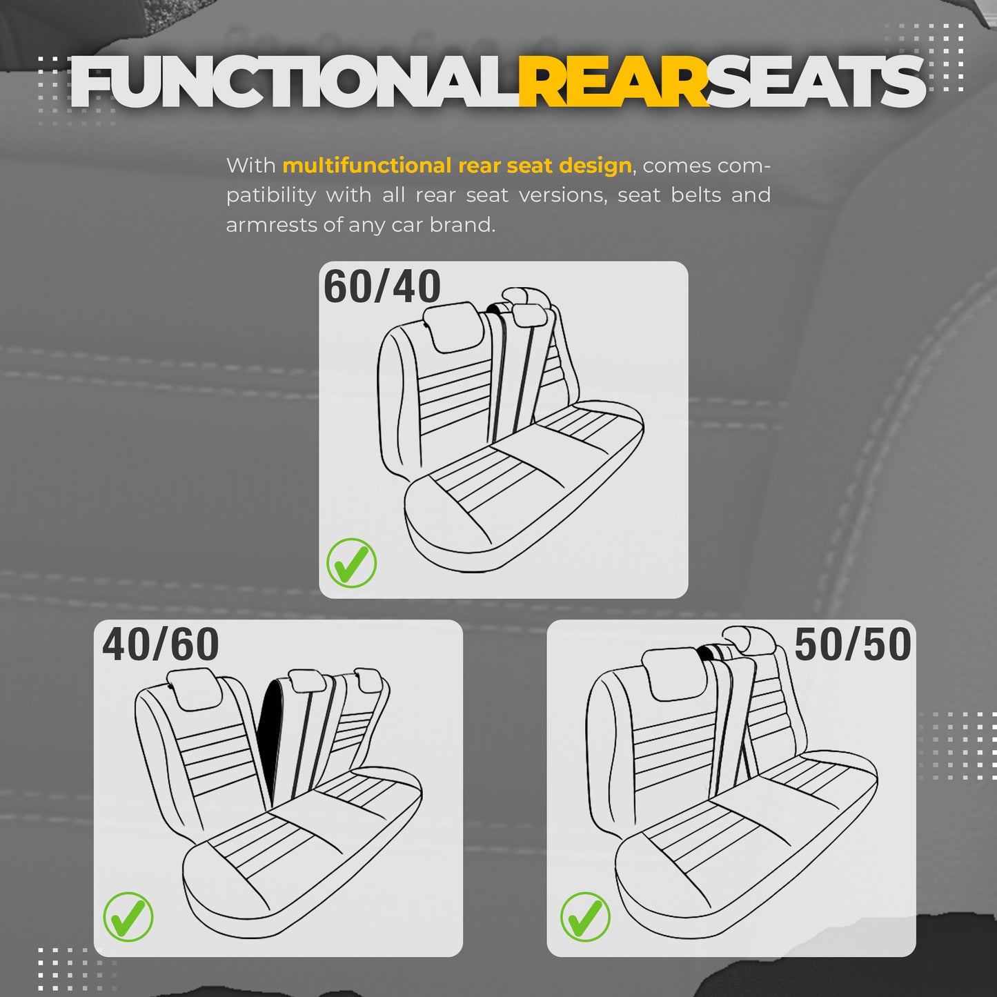 Комплект Тапицерия Individual – Черно с Син шев, Текстил, за Предни и Задни Седалки