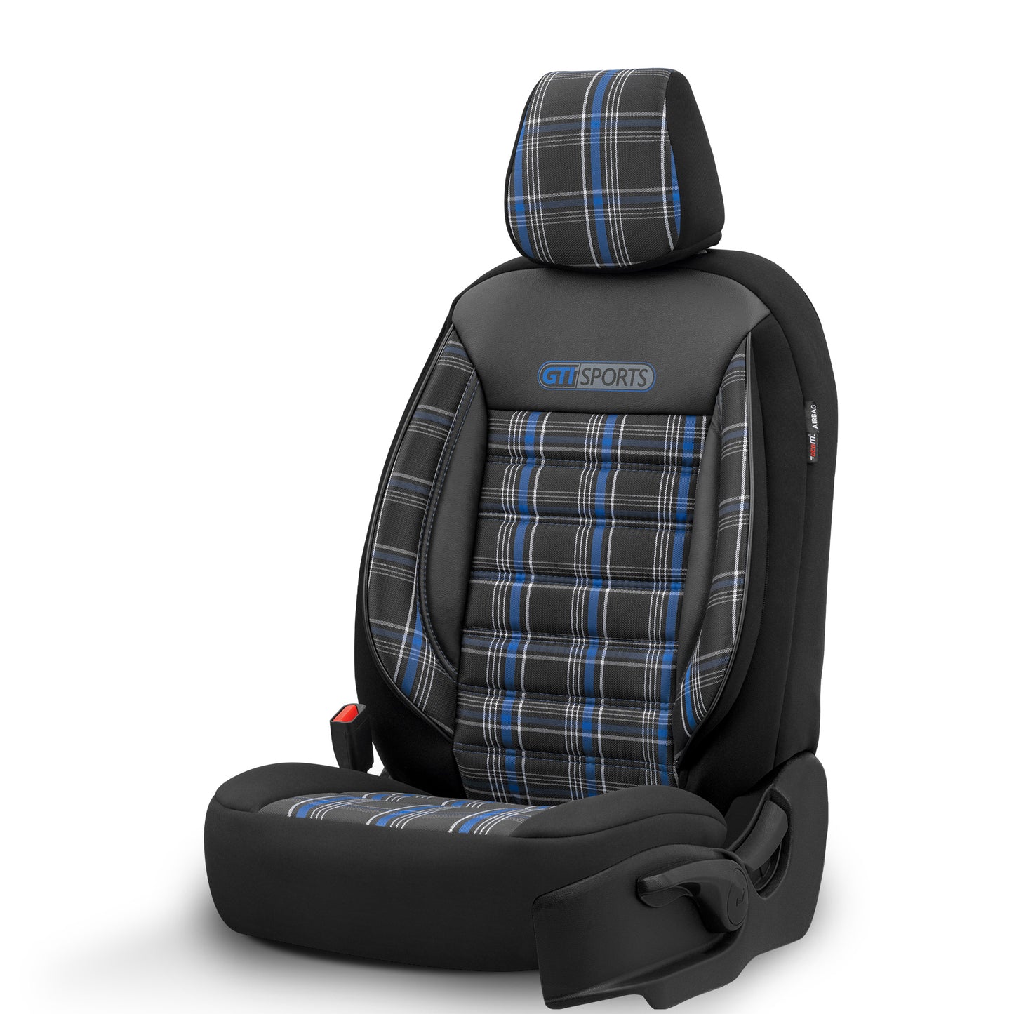 Комплект Тапицерия GTI Sports – Черно/Синьо, Текстил, за Предни и Задни Седалки