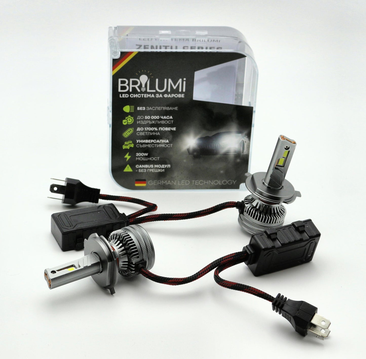 Bi-LED крушки H4 BRILUMI ZENITH 200W CANBUS 6000K – Ярка Светлина