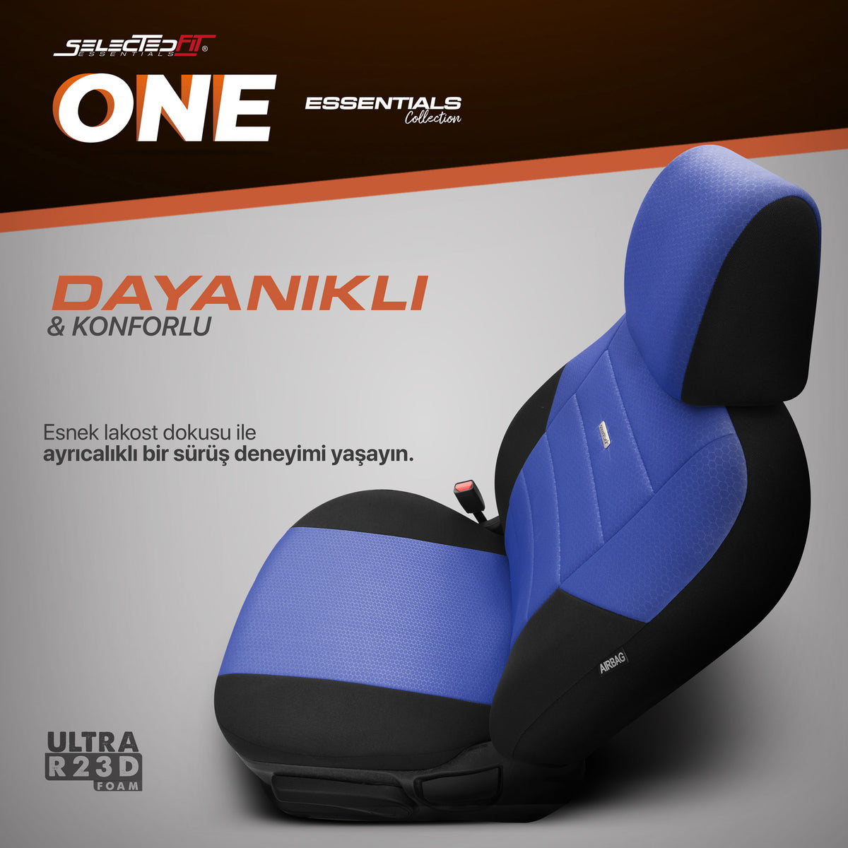 Комплект Тапицерия Selectedfit One 107 – Черно/синьо, за Предни и Задни Седалки