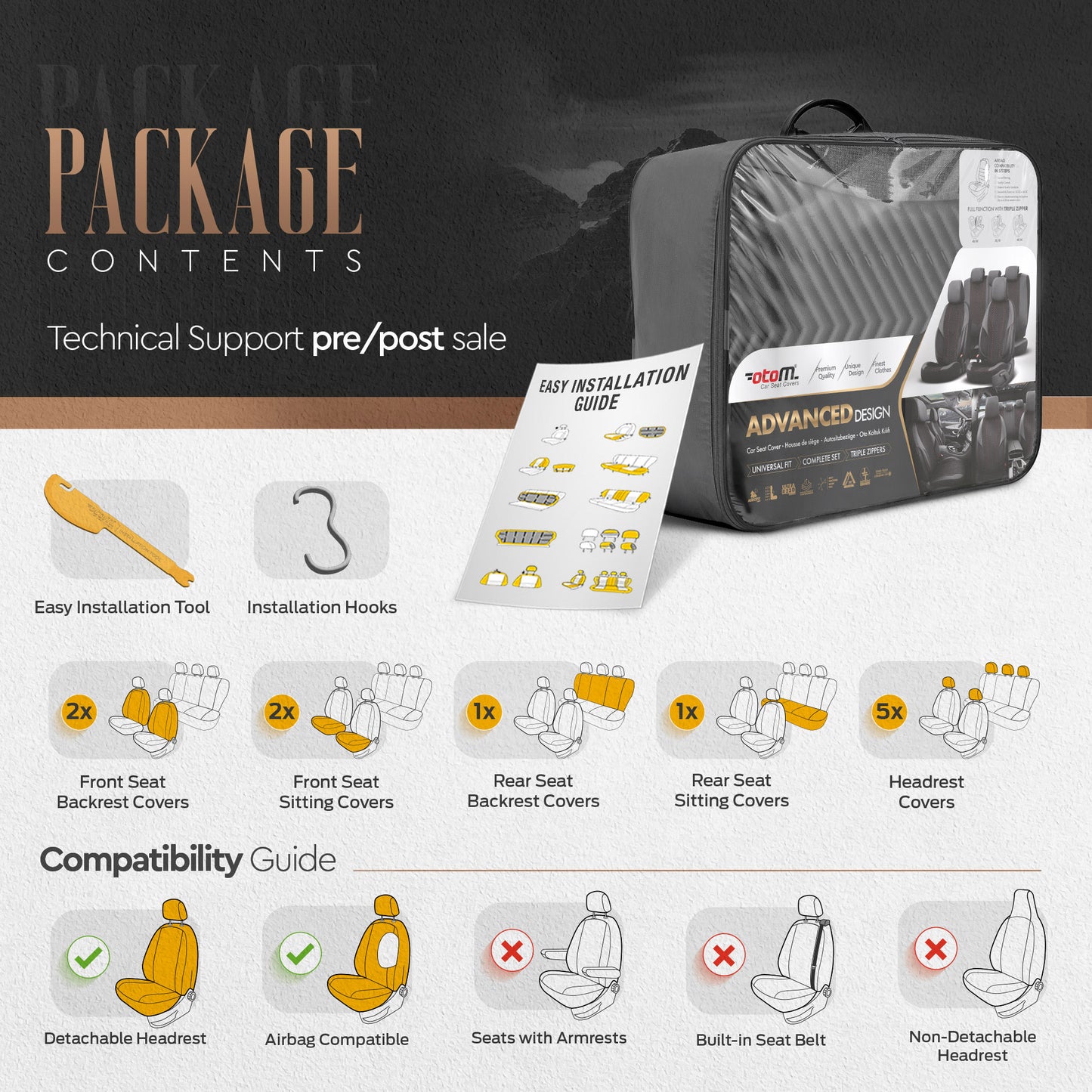 Комплект Луксозна Тапицерия Advanced – Еко кожа, Черно, за Предни и Задни Седалки