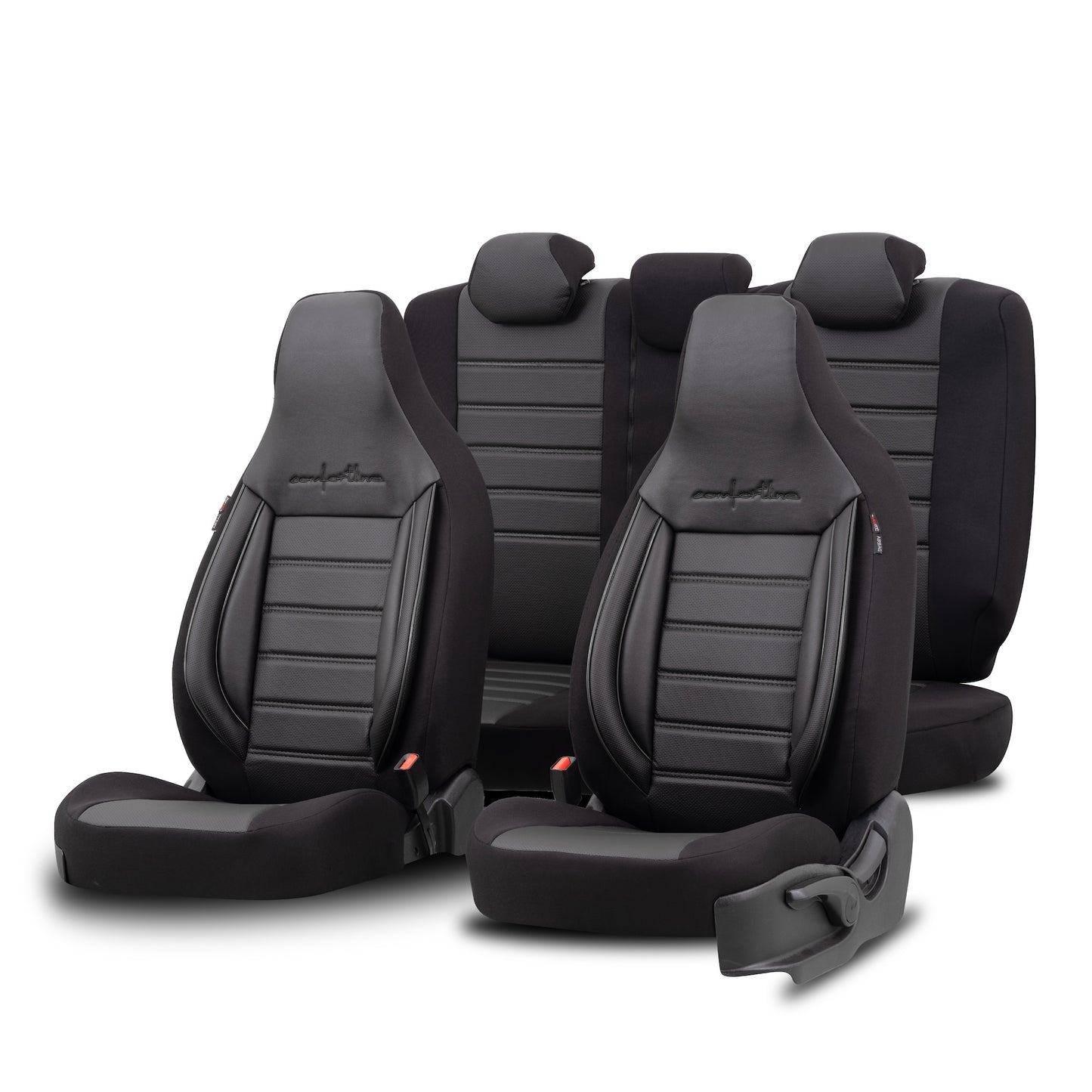 Комплект Тапицерия Comfortline City – Черно, с Еко кожа, за Предни и Задни Седалки (За малки градски автомобили)