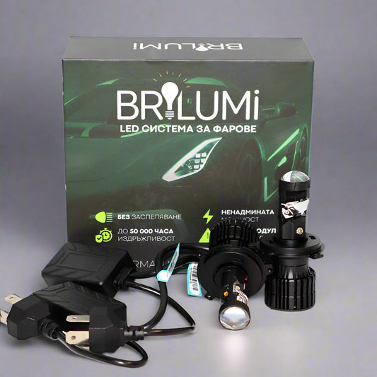 Bi-LED система с лупи за фарове H4 - BRILUMI OPTIX - 100W - CANBUS 6000K