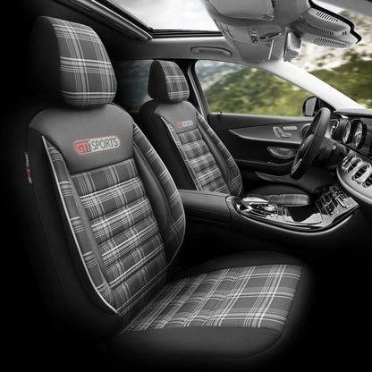 Комплект Тапицерия GTI Sports – Черно/Бяло, Текстил, за Предни и Задни Седалки