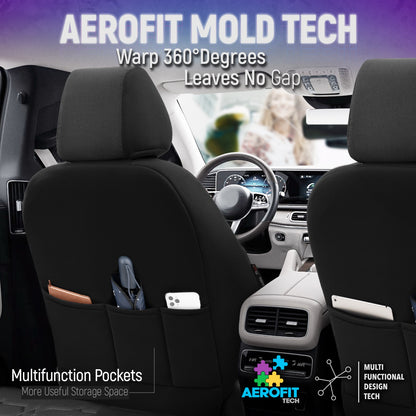 Комплект Тапицерия Elegance – Черно с Бял Шев, Текстил, за Предни и Задни Седалки