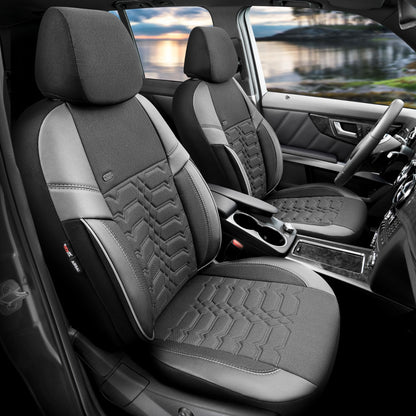 Комплект Тапицерия Elegance – Черно с Бял Шев, Текстил, за Предни и Задни Седалки