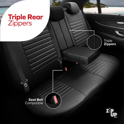 Комплект Луксозна Тапицерия Coral – Перфорирана Еко кожа, Черно/Бежово, за Предни и Задни Седалки