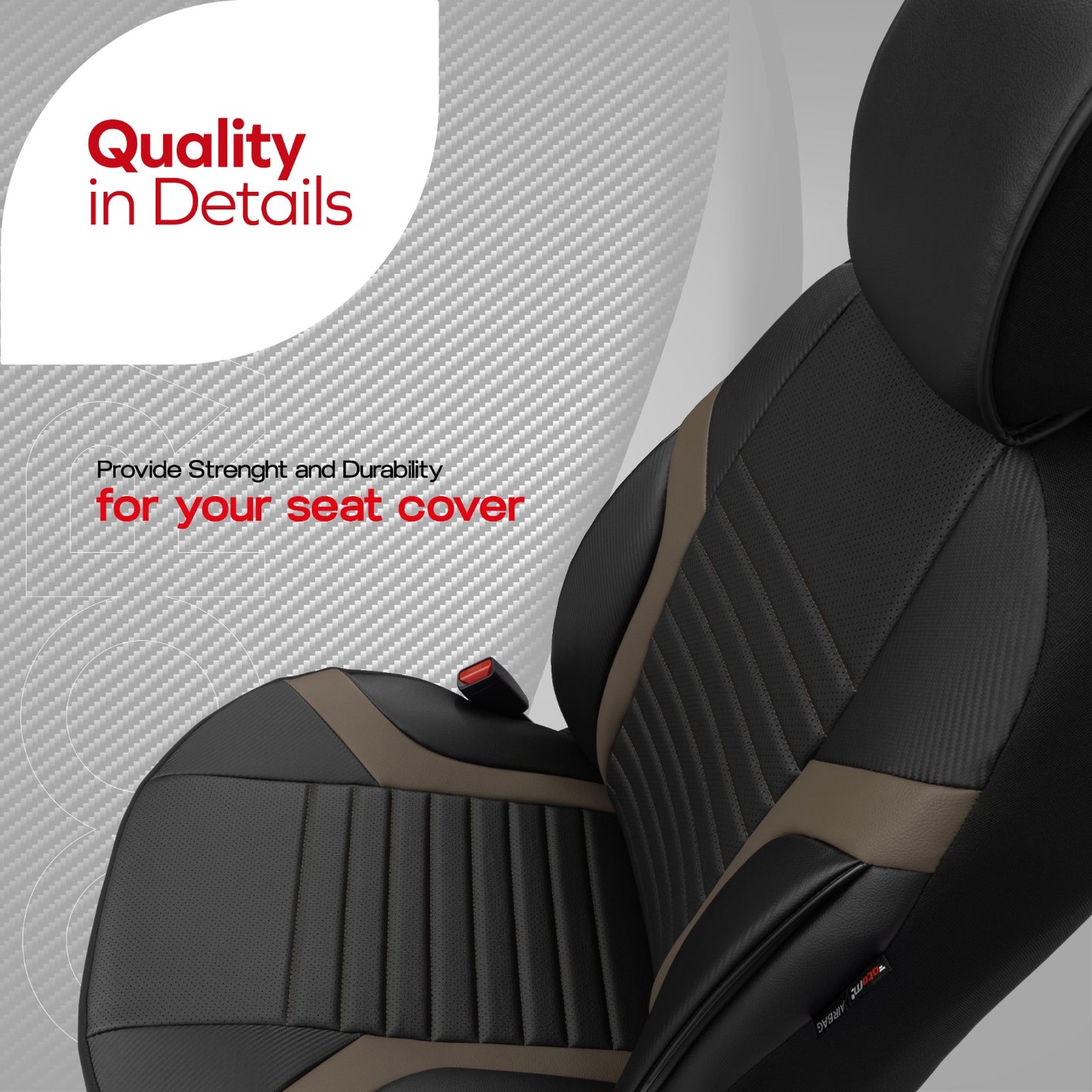 Комплект Луксозна Тапицерия Coral – Перфорирана Еко кожа, Черно/Бежово, за Предни и Задни Седалки