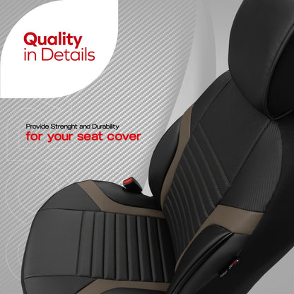 Комплект Луксозна Тапицерия Coral – Перфорирана Еко кожа, Черно/Бежово, за Предни и Задни Седалки