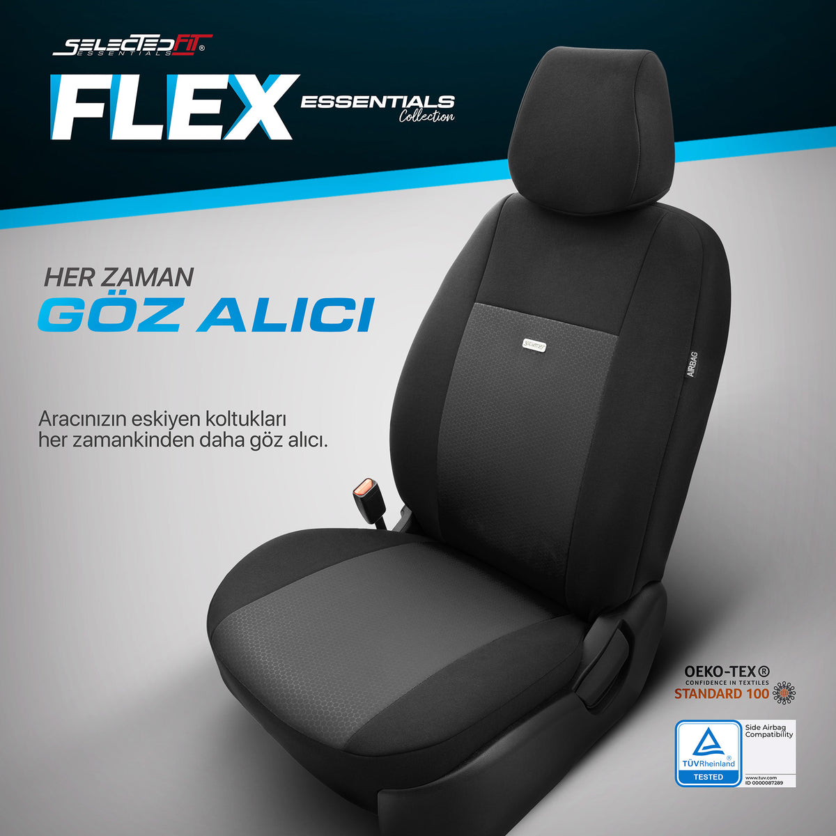 Комплект Тапицерия Selectedfit Flex 101 – Черно, за Предни и Задни Седалки