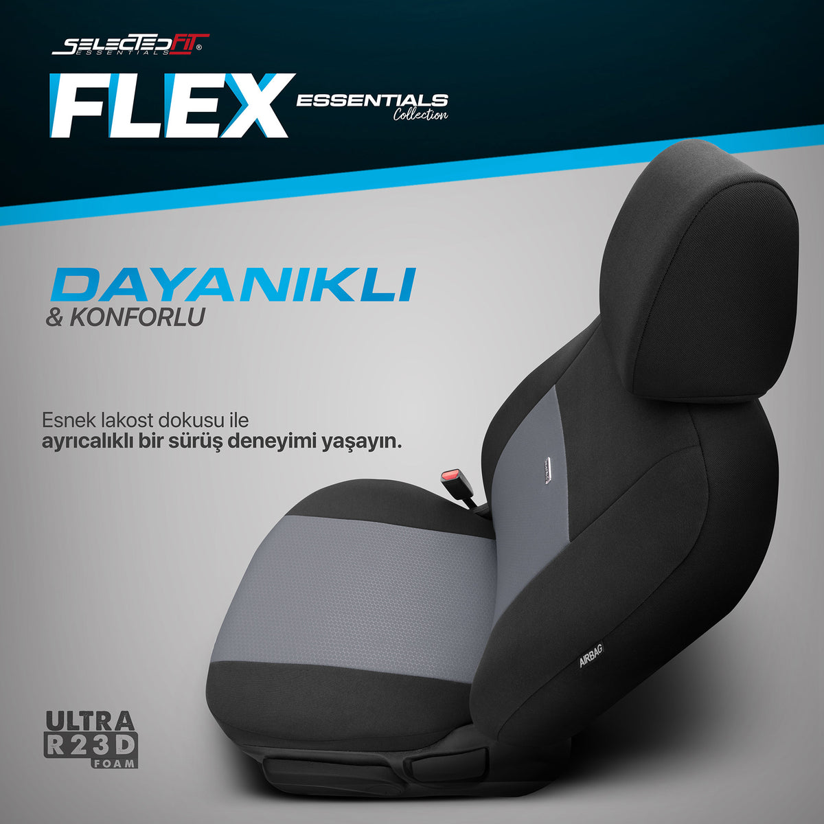 Комплект Тапицерия Selectedfit Flex 102 – Черно/сиво, за Предни и Задни Седалки