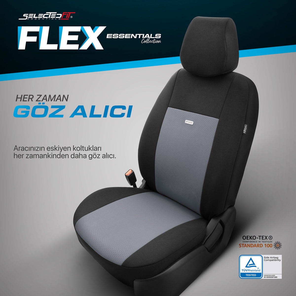 Комплект Тапицерия Selectedfit Flex 102 – Черно/сиво, за Предни и Задни Седалки