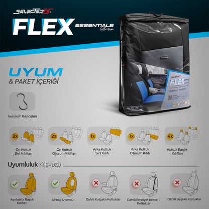 Комплект Тапицерия Selectedfit Flex 102 – Черно/сиво, за Предни и Задни Седалки