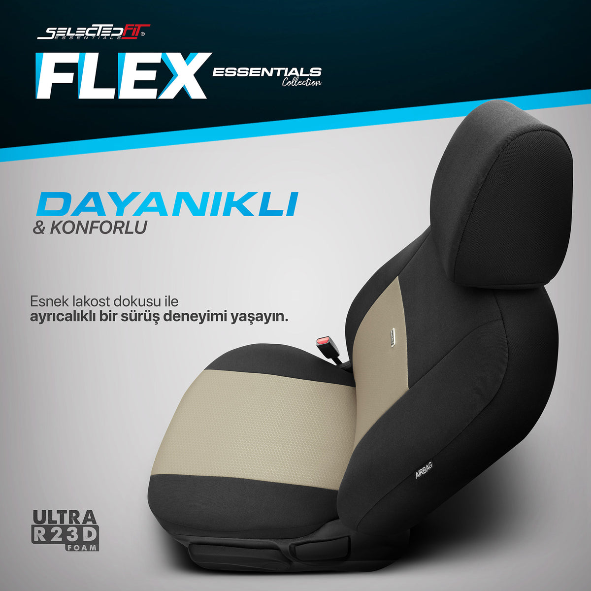 Комплект Тапицерия Selectedfit Flex 103 – Черно/бежово, за Предни и Задни Седалки