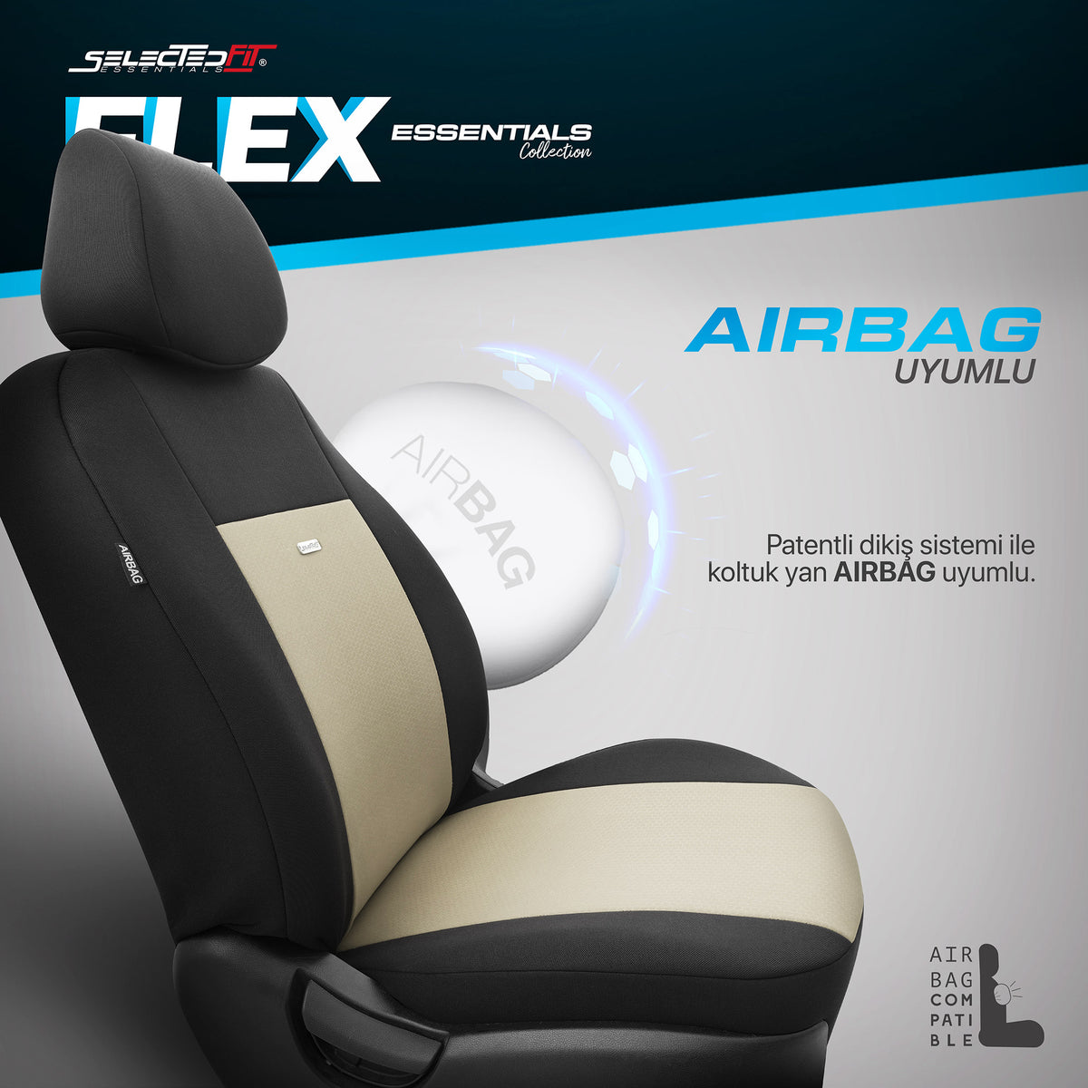 Комплект Тапицерия Selectedfit Flex 103 – Черно/бежово, за Предни и Задни Седалки