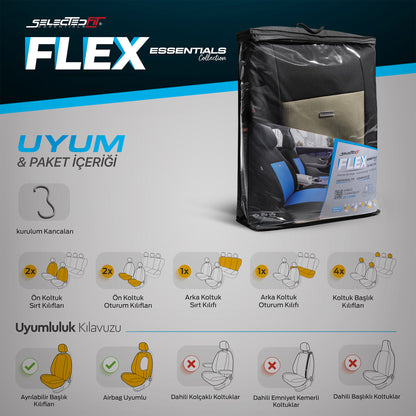 Комплект Тапицерия Selectedfit Flex 103 – Черно/бежово, за Предни и Задни Седалки