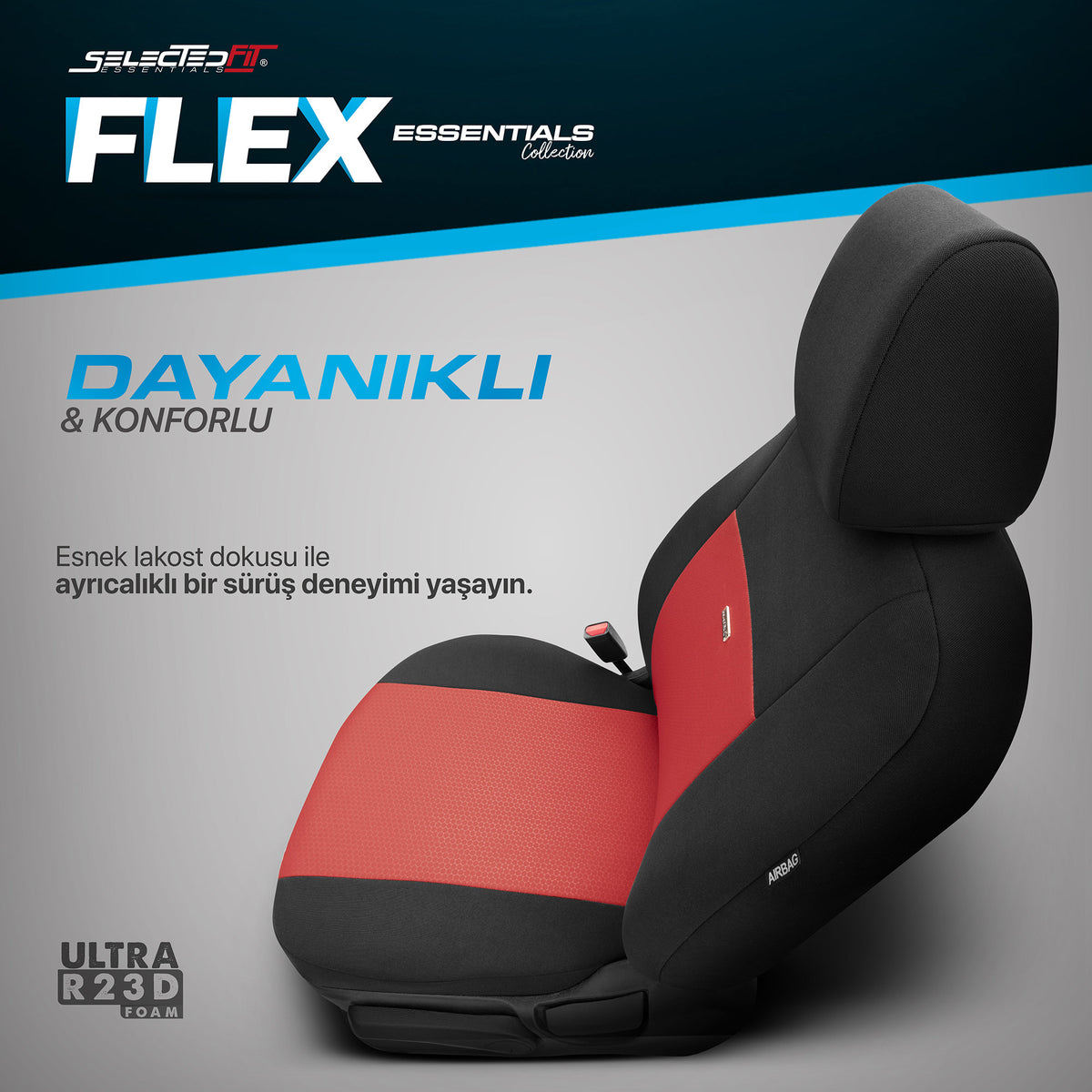 Комплект Тапицерия Selectedfit Flex 104 – Черно/червено, за Предни и Задни Седалки