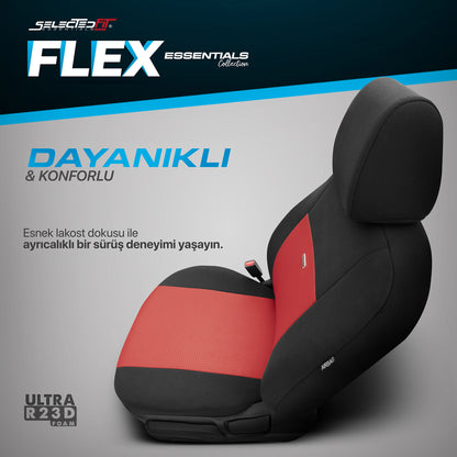 Комплект Тапицерия Selectedfit Flex 104 – Черно/червено, за Предни и Задни Седалки