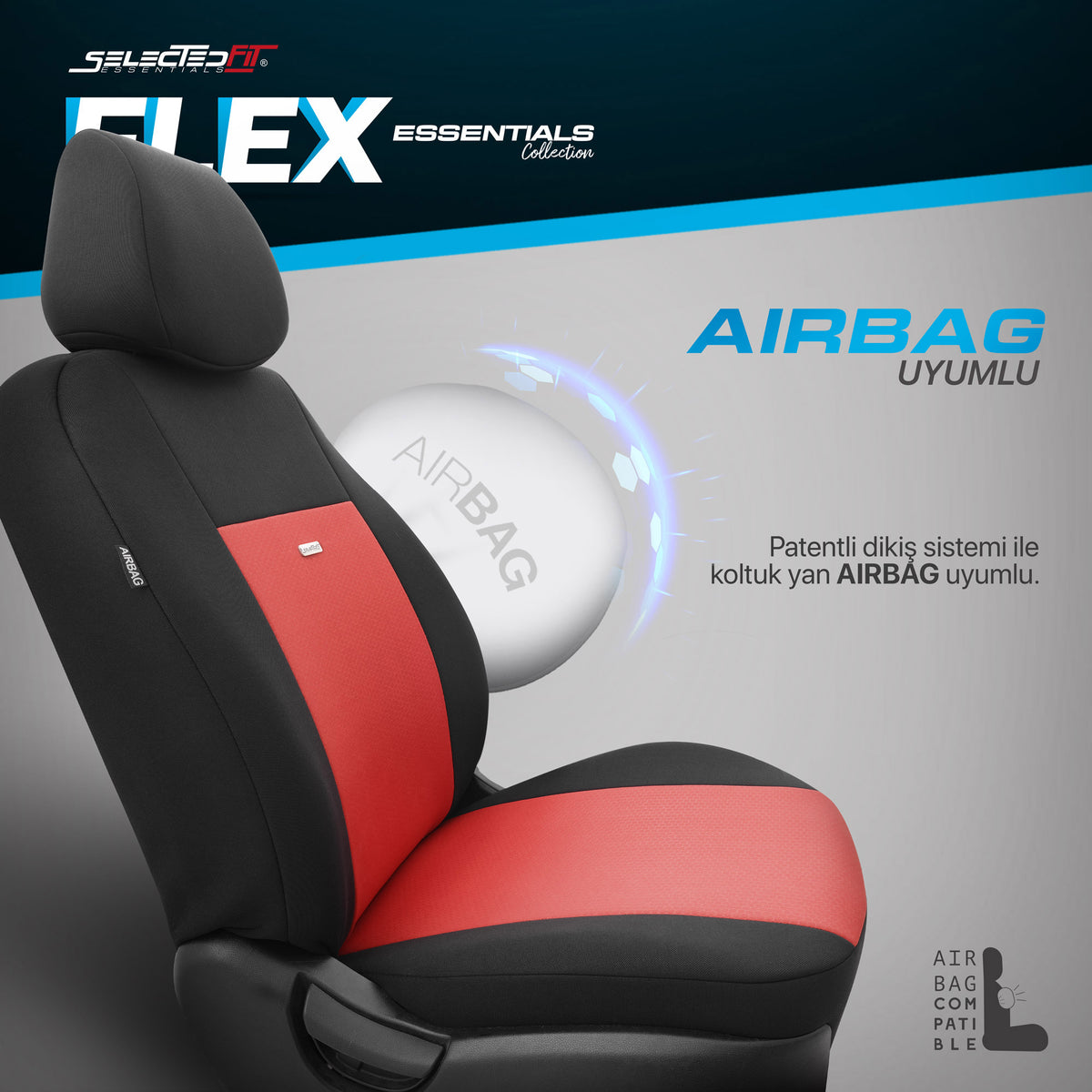 Комплект Тапицерия Selectedfit Flex 104 – Черно/червено, за Предни и Задни Седалки