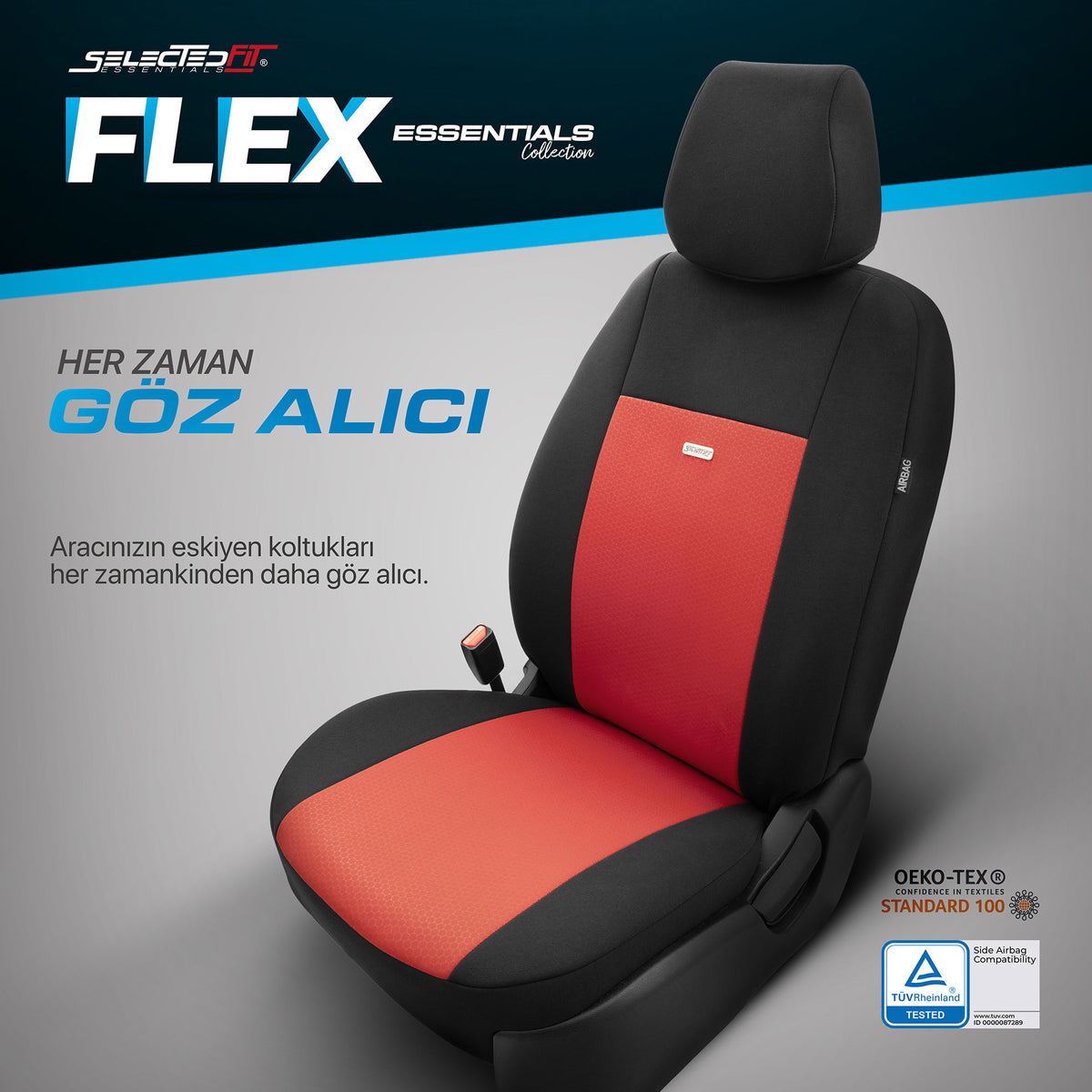 Комплект Тапицерия Selectedfit Flex 104 – Черно/червено, за Предни и Задни Седалки