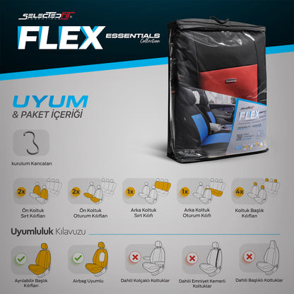 Комплект Тапицерия Selectedfit Flex 104 – Черно/червено, за Предни и Задни Седалки