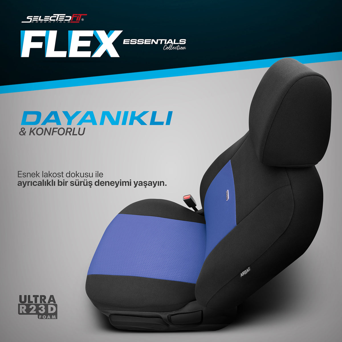 Комплект Тапицерия Selectedfit Flex 107 – Черно/синьо, за Предни и Задни Седалки