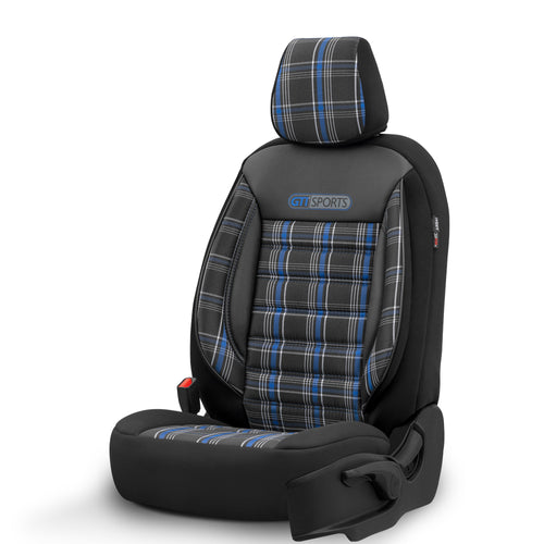 Комплект Тапицерия GTI Sports – Черно/Синьо, Текстил, за Предни и Задни Седалки