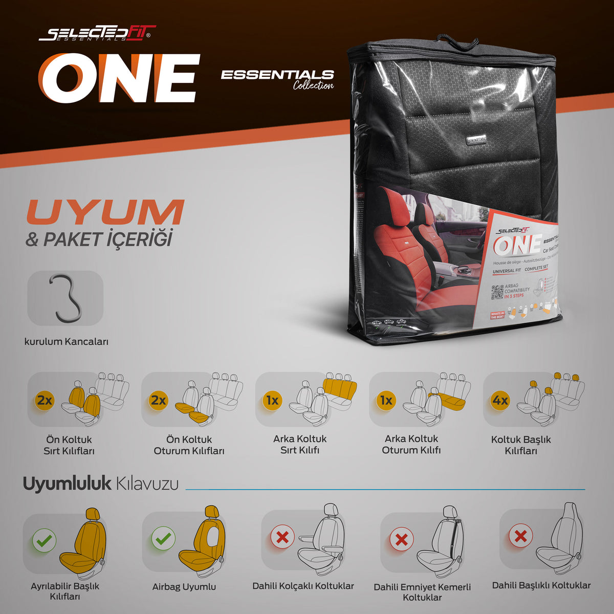 Комплект Тапицерия Selectedfit One 101 – Черно, за Предни и Задни Седалки