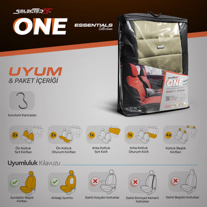 Комплект Тапицерия Selectedfit One 103 – Черно/бежово, за Предни и Задни Седалки