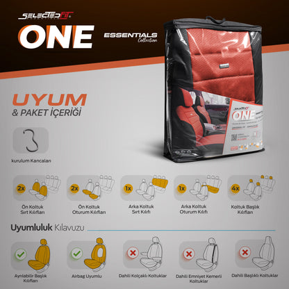 Комплект Тапицерия Selectedfit One 104 – Черно/червено, за Предни и Задни Седалки