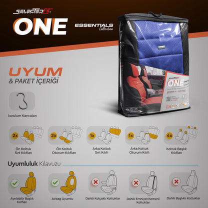 Комплект Тапицерия Selectedfit One 107 – Черно/синьо, за Предни и Задни Седалки