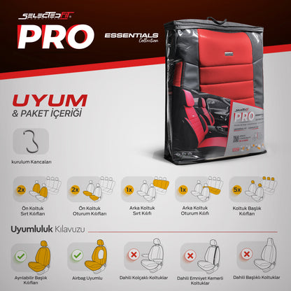 Комплект Тапицерия Selectedfit Pro 104 – Черно/червено, за Предни и Задни Седалки