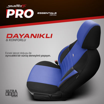 Комплект Тапицерия Selectedfit Pro 107 – Черно/синьо, за Предни и Задни Седалки