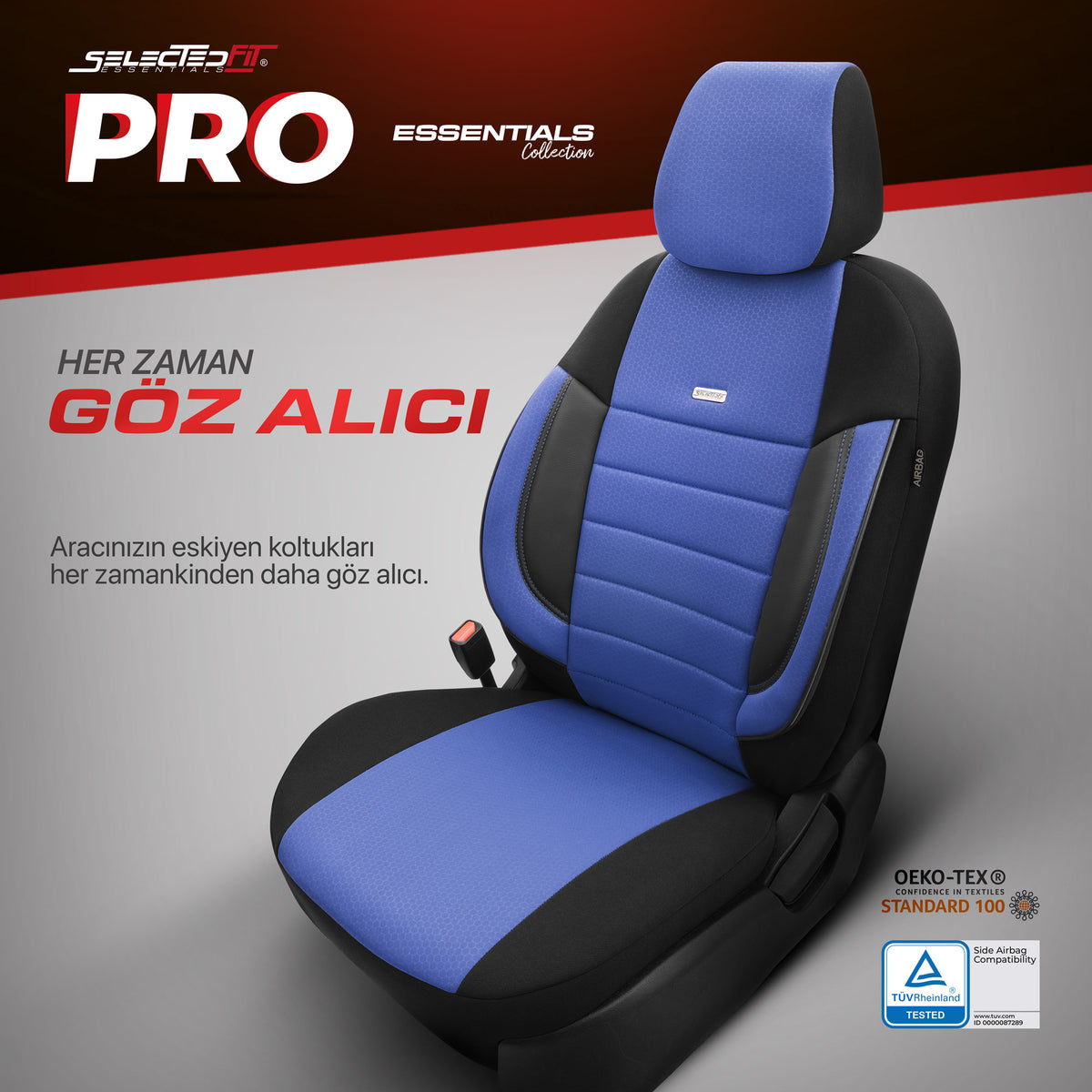 Комплект Тапицерия Selectedfit Pro 107 – Черно/синьо, за Предни и Задни Седалки